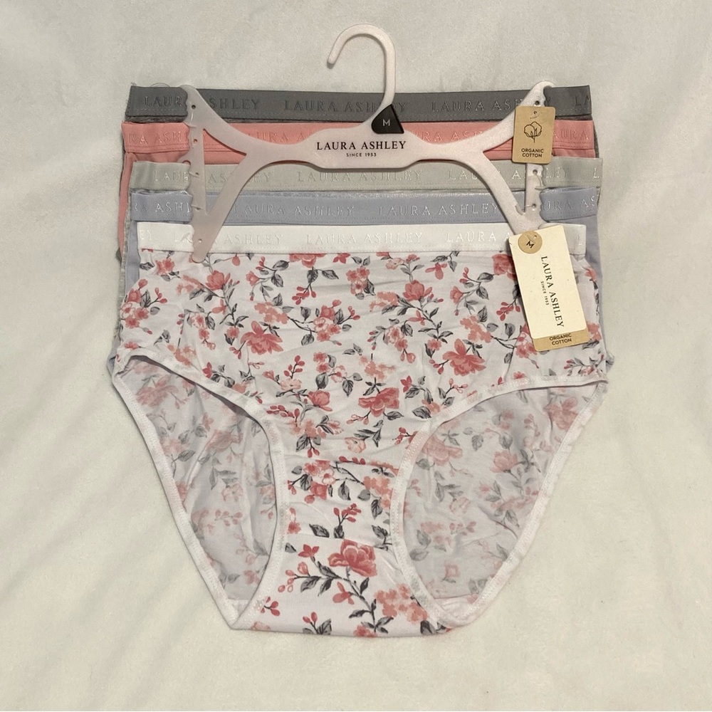 Laura Ashley 5 Pair Cotton Spandex Panties Briefs Medium Cottagecore Floral NWT
